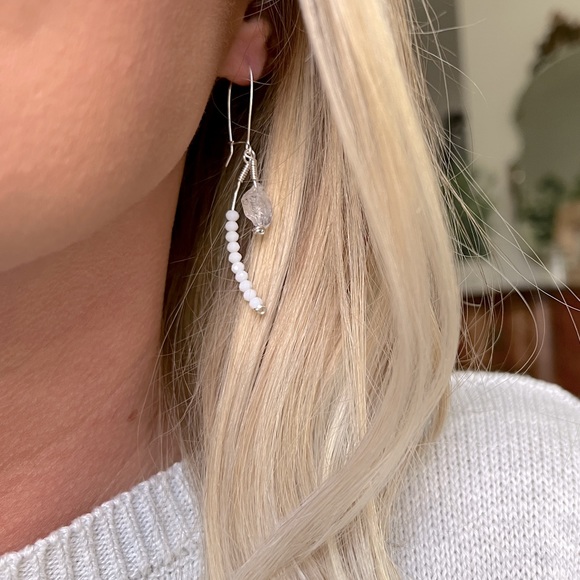 Handmade sterling silver herkimer diamond earrings - Picture 1 of 4
